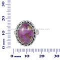 Beautiful Purple Copper Turquoise Gemstone & 925 Sterling Silver Bezel Set Spiral Design Ring